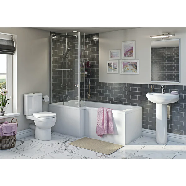 Orchard Eden bathroom suite with left handed L shaped shower bath 1700