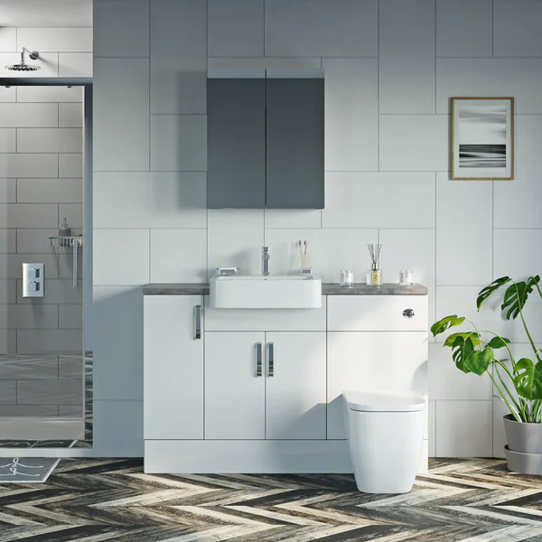 Reeves Nouvel gloss white small fitted furniture combination with